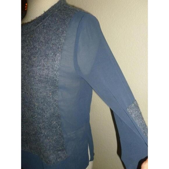 Aryn K. Sheer Chiffon Back Fashion Sweater Top in Navy Blue Pullover‎ M Medium - Picture 4 of 6